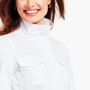 Talbots Casual Cotton Safari Jacket White Petite L EUC #25